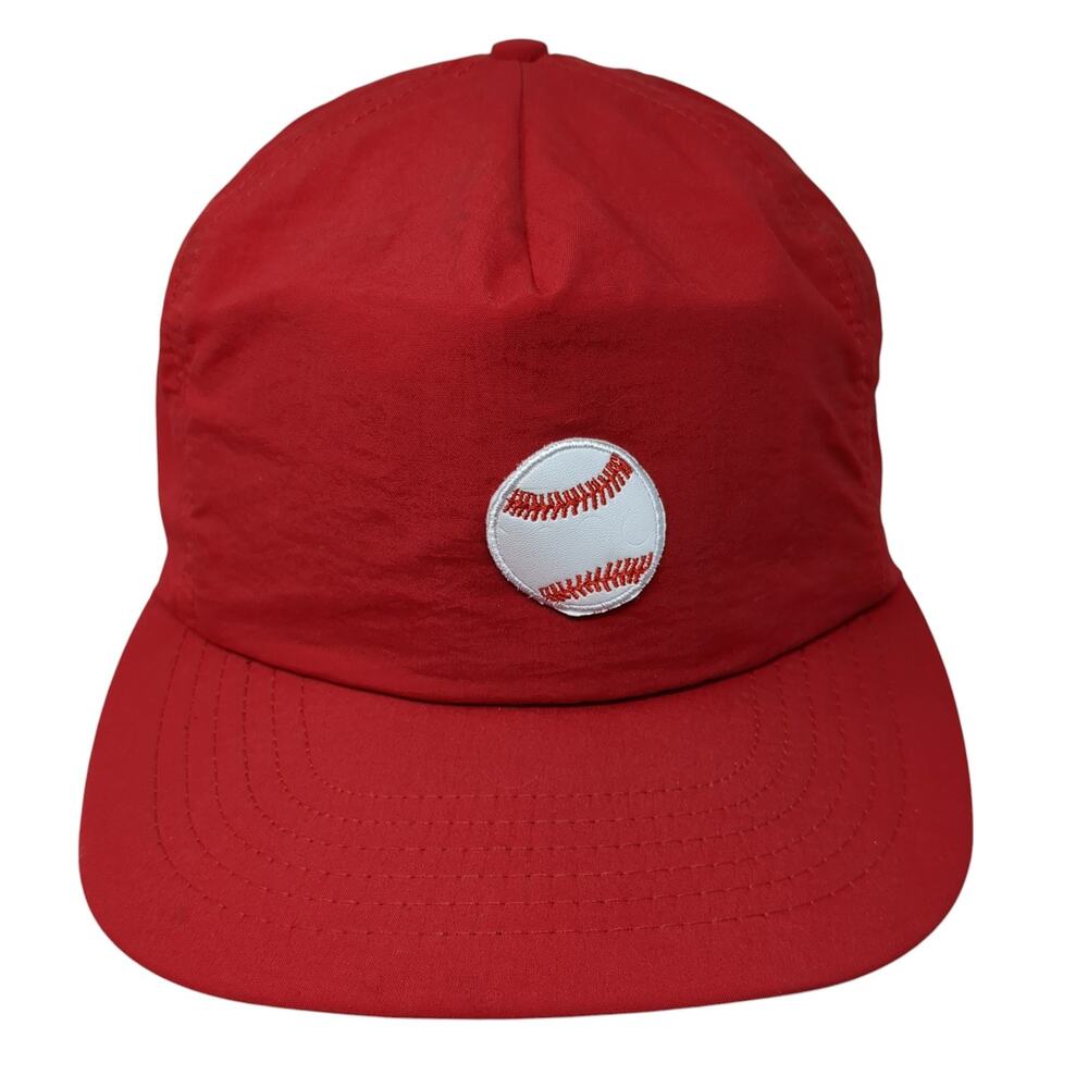 Baseball Snapback Hat Red One Size Solid Adjustab… - image 1